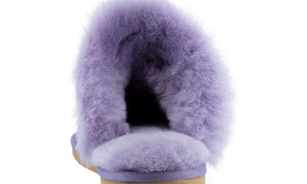 Comfort me UGG Australian Made High Fur Trim Scuffs, Slippers are Made with Australian Shearling for Men & Women, Lilac Colour 6