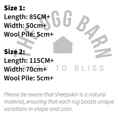 Longwool Sheepskin Rug UGG Size Chart