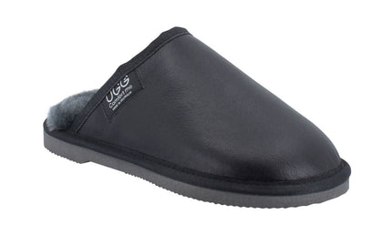 Comfort me UGG Australian Made Classic NAPPA Leather Scuffs, Slippers are Made with Australian Sheepskin for Men & Women, Black Colour 9