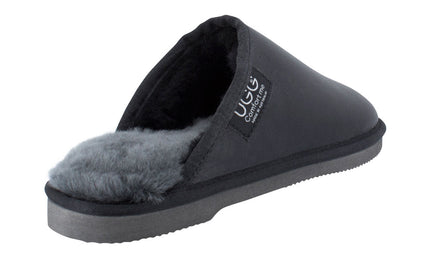 Comfort me UGG Australian Made Classic NAPPA Leather Scuffs, Slippers are Made with Australian Sheepskin for Men & Women, Black Colour 3