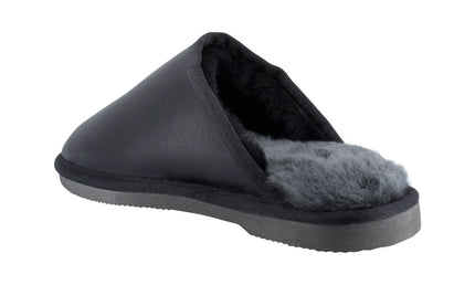 Comfort me UGG Australian Made Classic NAPPA Leather Scuffs, Slippers are Made with Australian Sheepskin for Men & Women, Black Colour 5