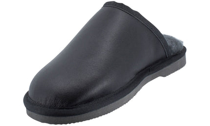 Comfort me UGG Australian Made Classic NAPPA Leather Scuffs, Slippers are Made with Australian Sheepskin for Men & Women, Black Colour 7