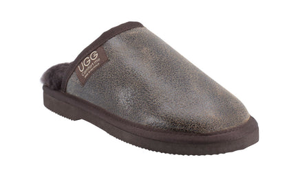 Comfort me UGG Australian Made Classic NAPPA Leather Scuffs, Slippers are Made with Australian Sheepskin for Men & Women, Chocolate Colour 9