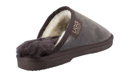 Comfort me UGG Australian Made Classic NAPPA Leather Scuffs, Slippers are Made with Australian Sheepskin for Men & Women, Chocolate Colour 3