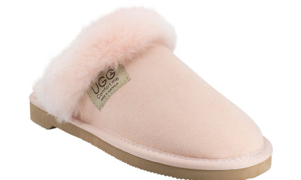Comfort me UGG Australian Made Fur Trim Scuffs, Slippers are Made with Australian Sheepskin for Women, Pink Colour 9