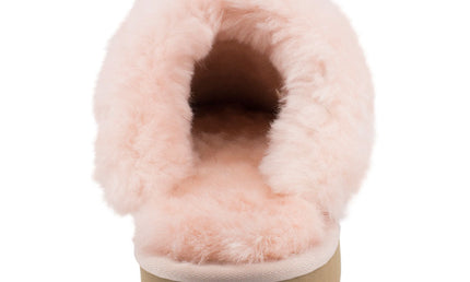 Comfort me UGG Australian Made Fur Trim Scuffs, Slippers are Made with Australian Sheepskin for Women, Pink Colour 4