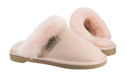 Comfort me UGG Australian Made Fur Trim Scuffs, Slippers are Made with Australian Sheepskin for Women, Pink Colour 2