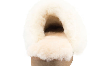 Comfort me UGG Australian Made Fur Trim Scuffs, Slippers are Made with Australian Sheepskin for Men & Women, Chestnut Colour 4