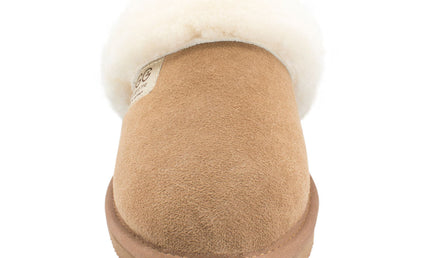 Comfort me UGG Australian Made Fur Trim Scuffs, Slippers are Made with Australian Sheepskin for Men & Women, Chestnut Colour 8