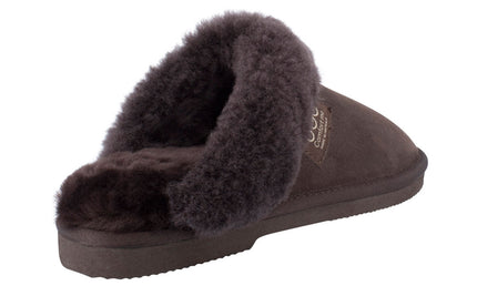 Comfort me UGG Australian Made Fur Trim Scuffs, Slippers are Made with Australian Sheepskin for Men & Women, Chocolate Colour 3