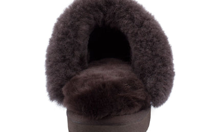 Comfort me UGG Australian Made Fur Trim Scuffs, Slippers are Made with Australian Sheepskin for Men & Women, Chocolate Colour 4