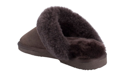 Comfort me UGG Australian Made Fur Trim Scuffs, Slippers are Made with Australian Sheepskin for Men & Women, Chocolate Colour 5