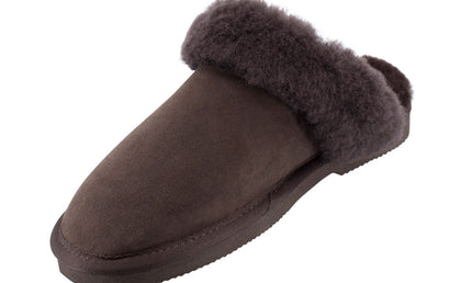 Comfort me UGG Australian Made Fur Trim Scuffs, Slippers are Made with Australian Sheepskin for Men & Women, Chocolate Colour 7