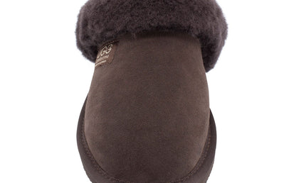 Comfort me UGG Australian Made Fur Trim Scuffs, Slippers are Made with Australian Sheepskin for Men & Women, Chocolate Colour 8