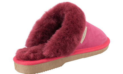 Comfort me UGG Australian Made Fur Trim Scuffs, Slippers are Made with Australian Sheepskin for Men & Women, Ruby Colour 3