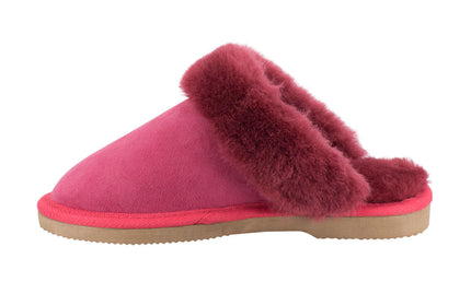 Comfort me UGG Australian Made Fur Trim Scuffs, Slippers are Made with Australian Sheepskin for Men & Women, Ruby Colour 6