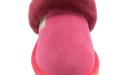 Comfort me UGG Australian Made Fur Trim Scuffs, Slippers are Made with Australian Sheepskin for Men & Women, Ruby Colour 8