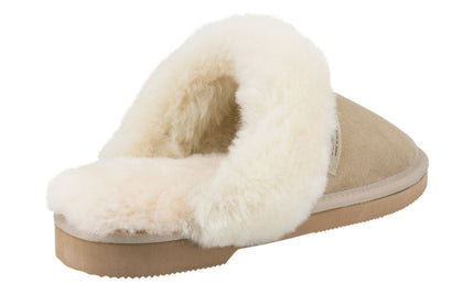 Comfort me UGG Australian Made Fur Trim Scuffs, Slippers are Made with Australian Sheepskin for Men & Women, Sand Colour 3