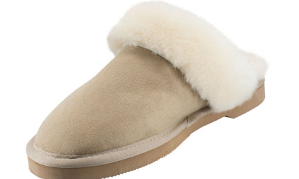 Comfort me UGG Australian Made Fur Trim Scuffs, Slippers are Made with Australian Sheepskin for Men & Women, Sand Colour 7