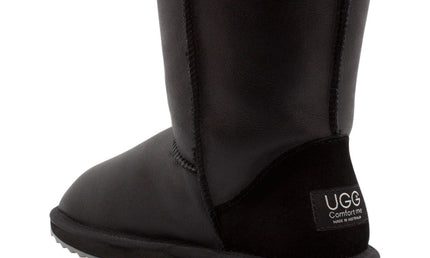 Comfort me UGG Australian Made Mid Classic NAPPA Leather Boots are Made with Australian Sheepskin for Men & Women, Black Colour 5