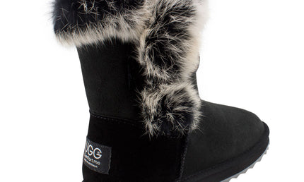 Comfort me UGG Australian Made Designer Fur Trim Boots are Made with Australian Sheepskin for Women, Black Colour 4