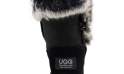 Comfort me UGG Australian Made Designer Fur Trim Boots are Made with Australian Sheepskin for Women, Black Colour 5
