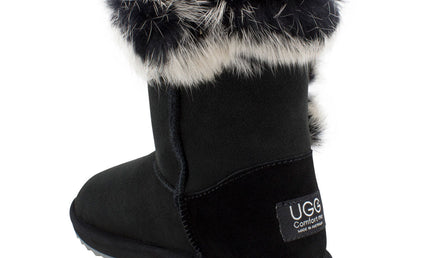 Comfort me UGG Australian Made Designer Fur Trim Boots are Made with Australian Sheepskin for Women, Black Colour 6