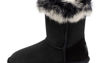 Comfort me UGG Australian Made Designer Fur Trim Boots are Made with Australian Sheepskin for Women, Black Colour 7