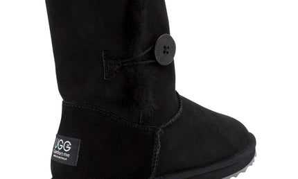 Comfort me UGG Australian Made Mid Button Boots are Made with Australian Sheepskin for Men & Women, Black Colour 4