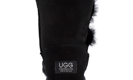 Comfort me UGG Australian Made Mid Button Boots are Made with Australian Sheepskin for Men & Women, Black Colour 5