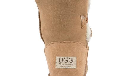 Comfort me UGG Australian Made Mid Button Boots are Made with Australian Sheepskin for Men & Women, Chestnut Colour 5