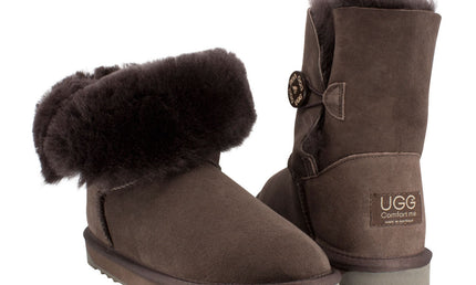 Comfort me UGG Australian Made Mid Button Boots are Made with Australian Sheepskin for Men & Women, Chocolate Colour 3