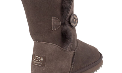Comfort me UGG Australian Made Mid Button Boots are Made with Australian Sheepskin for Men & Women, Chocolate Colour 4