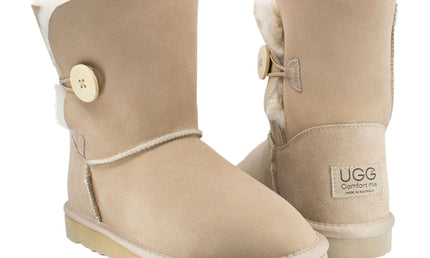 Comfort me UGG Australian Made Mid Button Boots are Made with Australian Sheepskin for Men & Women, Sand Colour 2