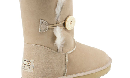 Comfort me UGG Australian Made Mid Button Boots are Made with Australian Sheepskin for Men & Women, Sand Colour 4