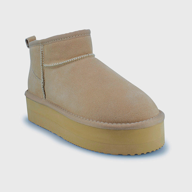 UGG Roughland® Water-Resistant Leather Suede Sheepskin Wool Ultra Mini Platform Boots