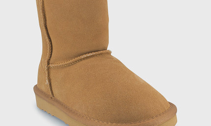 UGG Roughland® Water-Resistant Leather Suede Sheepskin Wool Kids Classic Short Boots