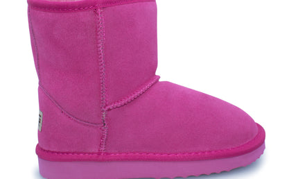 UGG Roughland® Water-Resistant Leather Suede Sheepskin Wool Kids Classic Short Boots