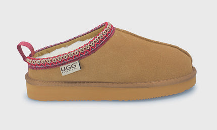 UGG Roughland® Water-Resistant Leather Suede Sheepskin Wool Tassie Moccasin Slippers