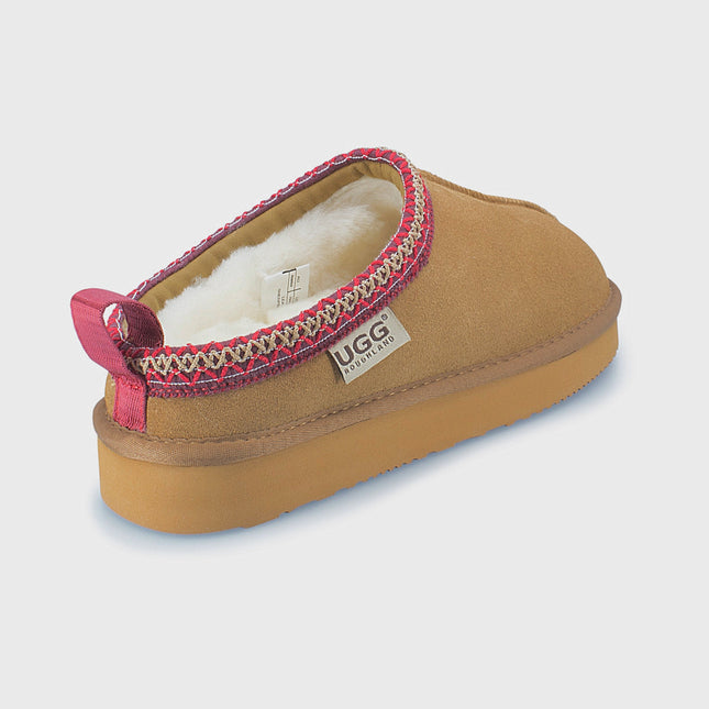 UGG Roughland® Water-Resistant Leather Suede Sheepskin Wool Tassie Moccasin Slippers