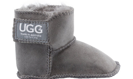 Comfort me UGG Australian Made Baby Gripper Booties are Made with Australian Sheepskin for Babies, Grey Colour 1