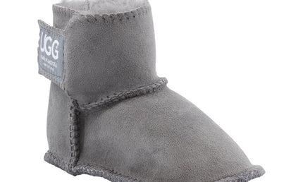 Comfort me UGG Australian Made Baby Gripper Booties are Made with Australian Sheepskin for Babies, Grey Colour 2