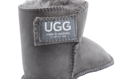 Comfort me UGG Australian Made Baby Gripper Booties are Made with Australian Sheepskin for Babies, Grey Colour 7