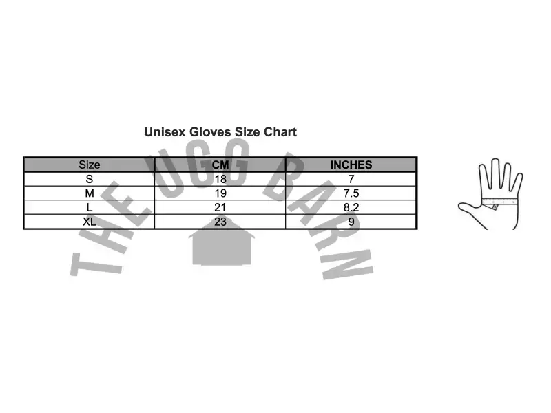 Unisex Australian Double Face Sheepskin Gloves Size Chart