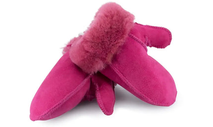 Kids Australian Sheepskin Mitten Gloves Rose Pink