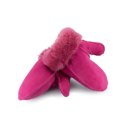 Kids Australian Sheepskin Mitten Gloves Rose Pink