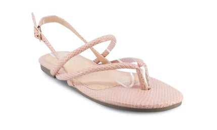 Skin Flat Snakeskin Pu Thong Sandal Pink / Au Women 6 Eu 37 Uk 4 Shoes