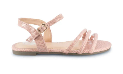 Sleek Flat Snakeskin Pu Strappy Sandal Pink / Au Women 6 Eu 37 Uk 4 Shoes