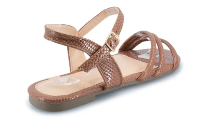 Sleek Flat Snakeskin Pu Strappy Sandal Shoes