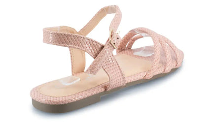 Sleek Flat Snakeskin Pu Strappy Sandal Shoes